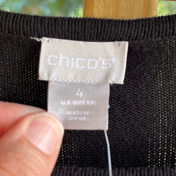 Chico's Women's Black Sequined Textured Pullover Sweater Size 4 (XXL). NEW - Picture 8 of 9